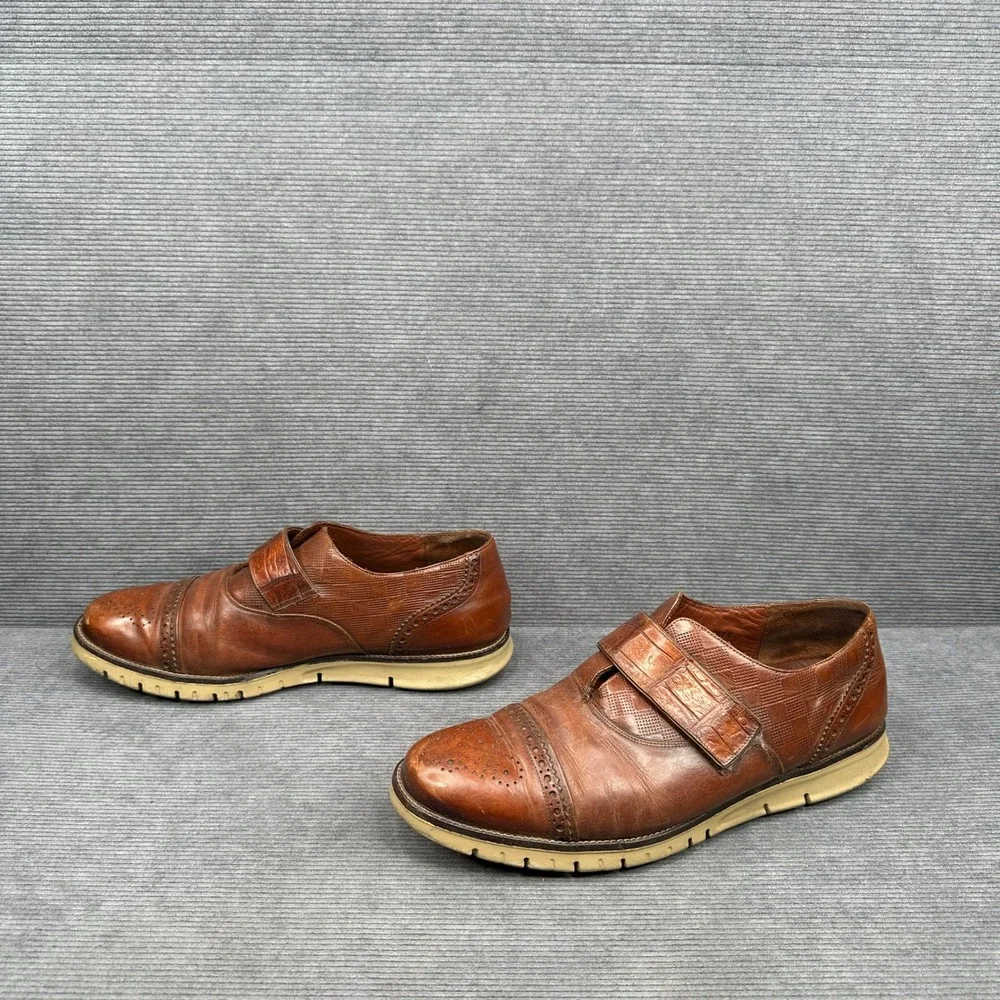 Franco Cuadra Mens Brown Leather Brogue Strap Oxfords A40579 Size 9 Y2k